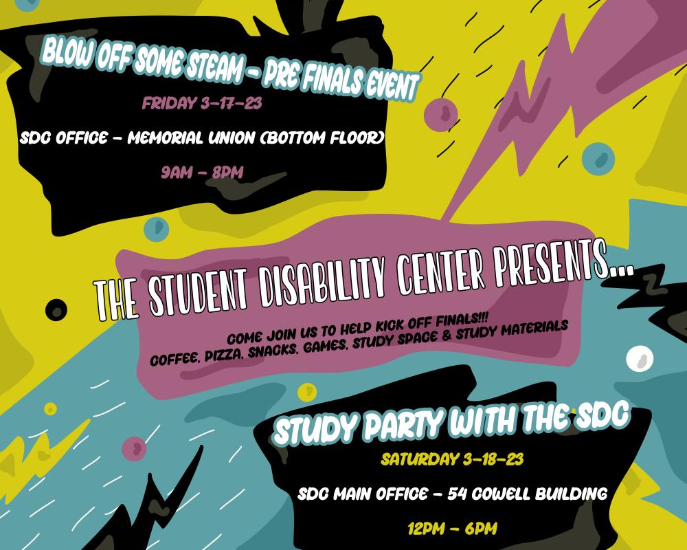 Promotion for the SDC Winter 2023 Finals Study Events